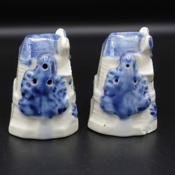 Vintage Dutch Windmill Salt Pepper Shakers Holland Delft Style Occupied Japan - Picture 5 of 6